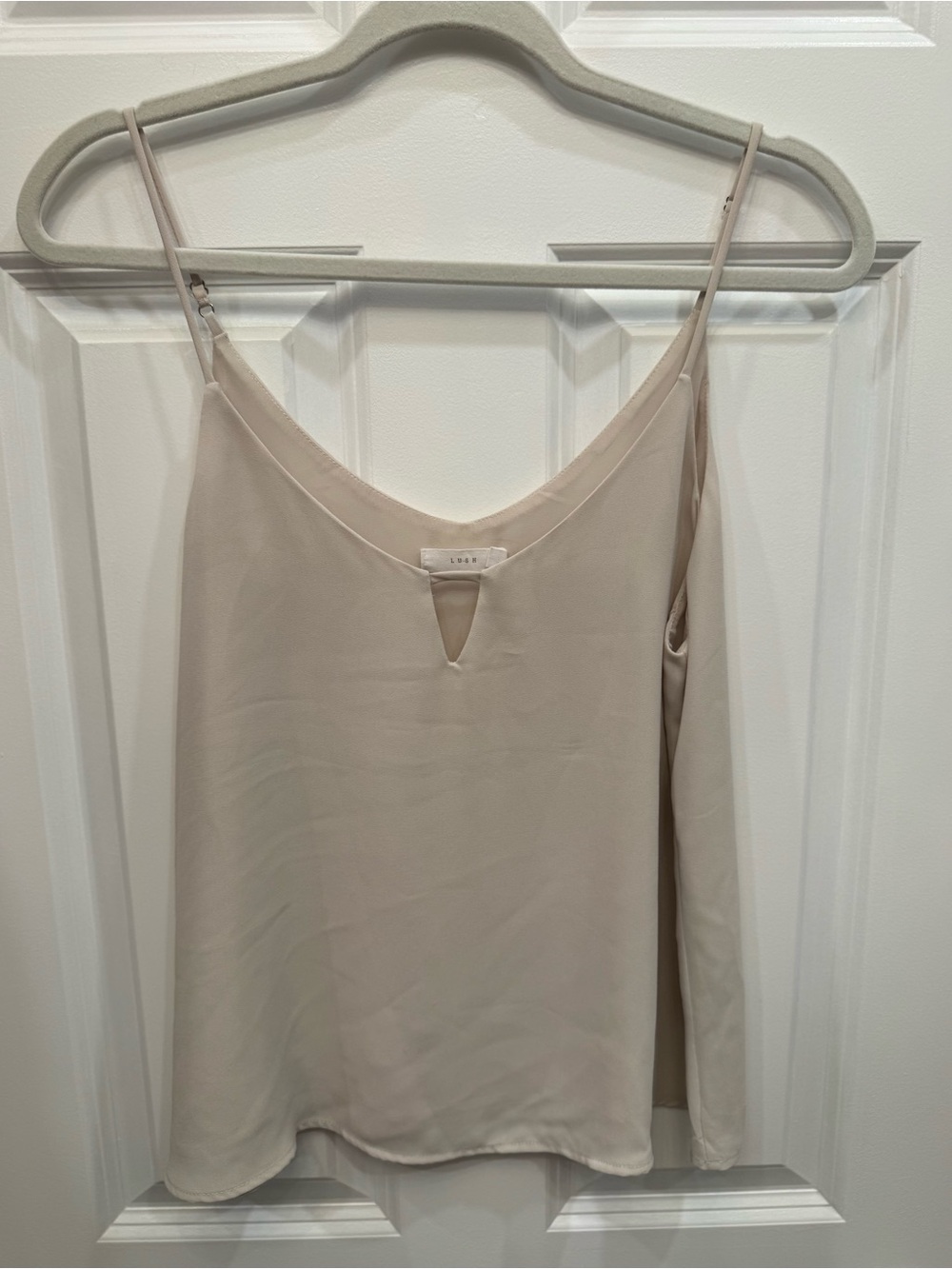 Lush Neutral Beige Spaghetti Strap V-Neck Camisole